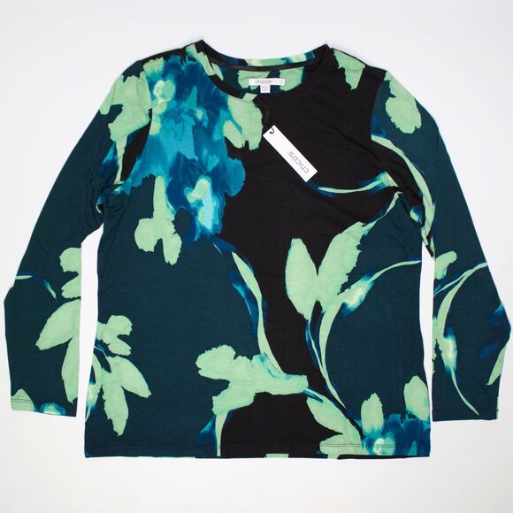 Chico's Tops - NWT Chico's Touch of Cool Glacier Layer Top Black Teal Floral Women L (Chico 2)